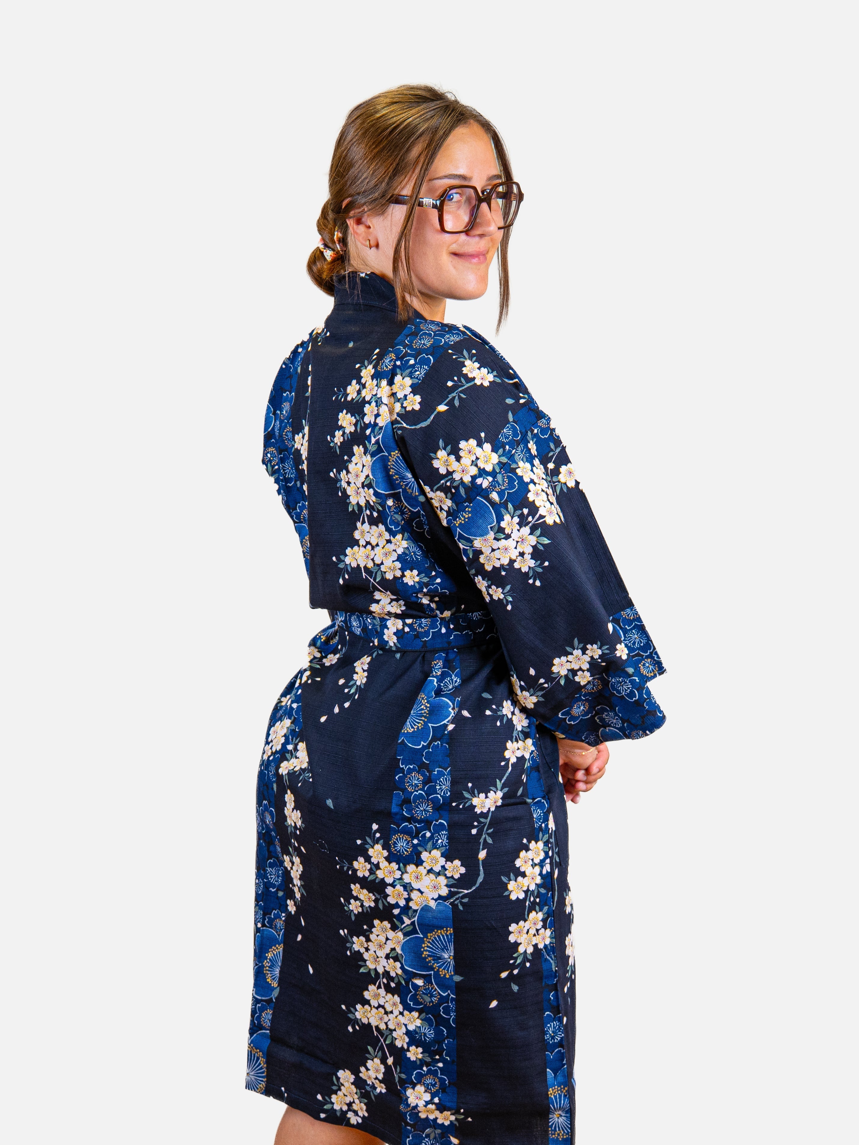 Women’s Happi Kimono – Blue Sakura