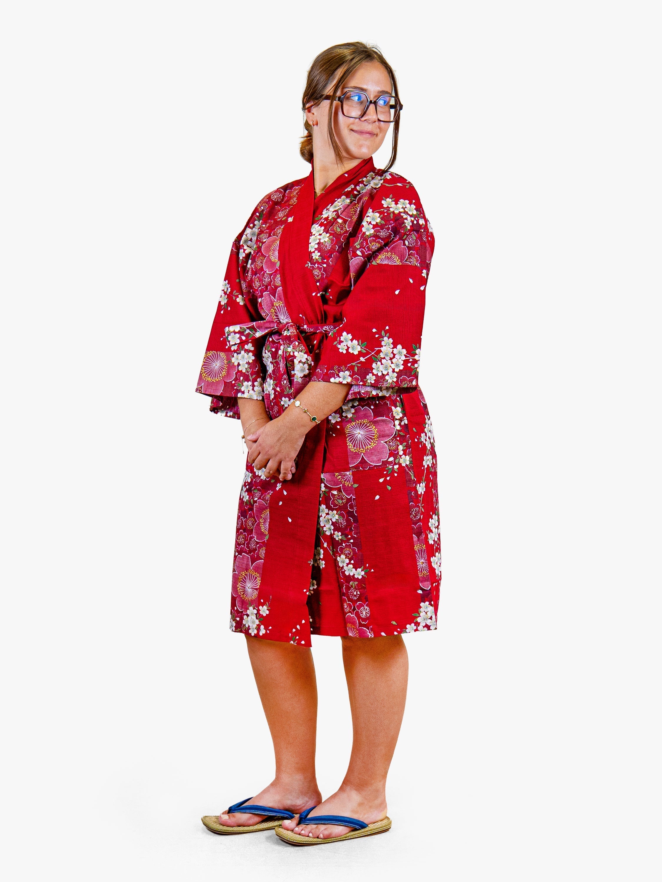 Women’s Happi Kimono – Red Sakura