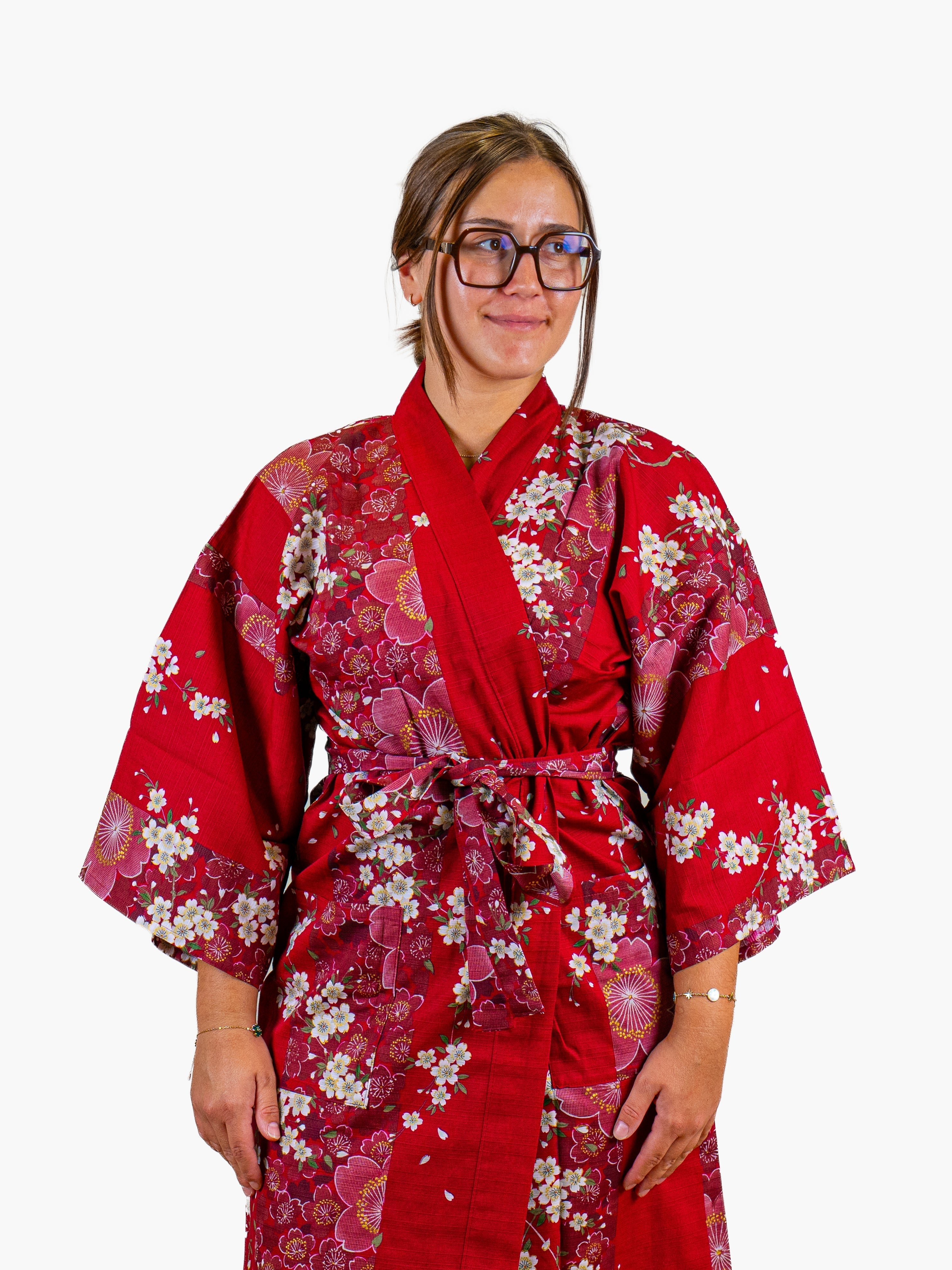 Women’s Happi Kimono – Red Sakura