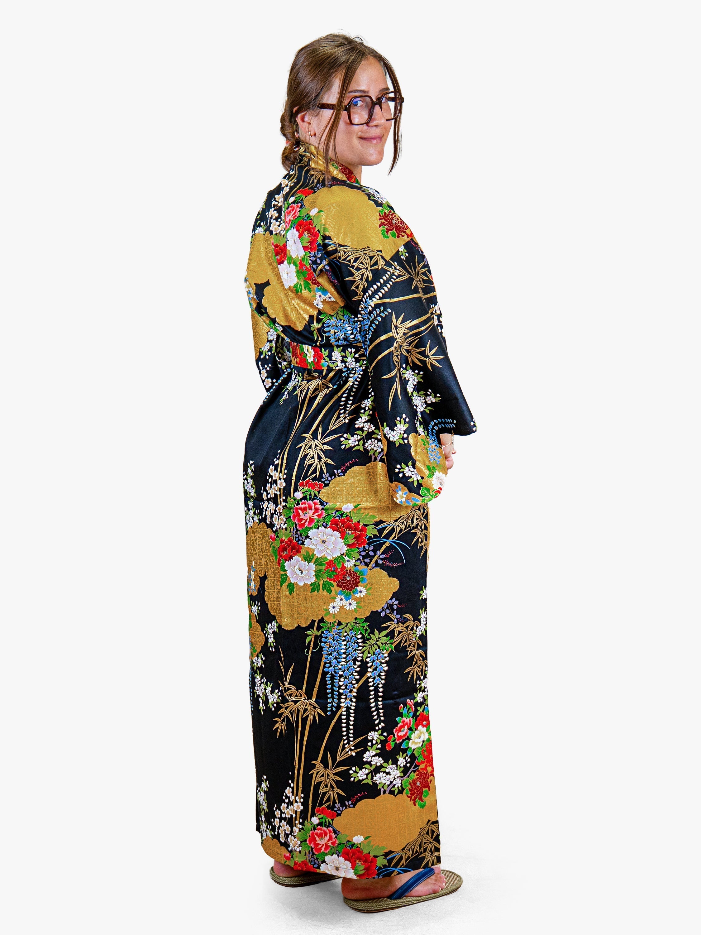 Women’s Japanese Kimono – Golden Botan