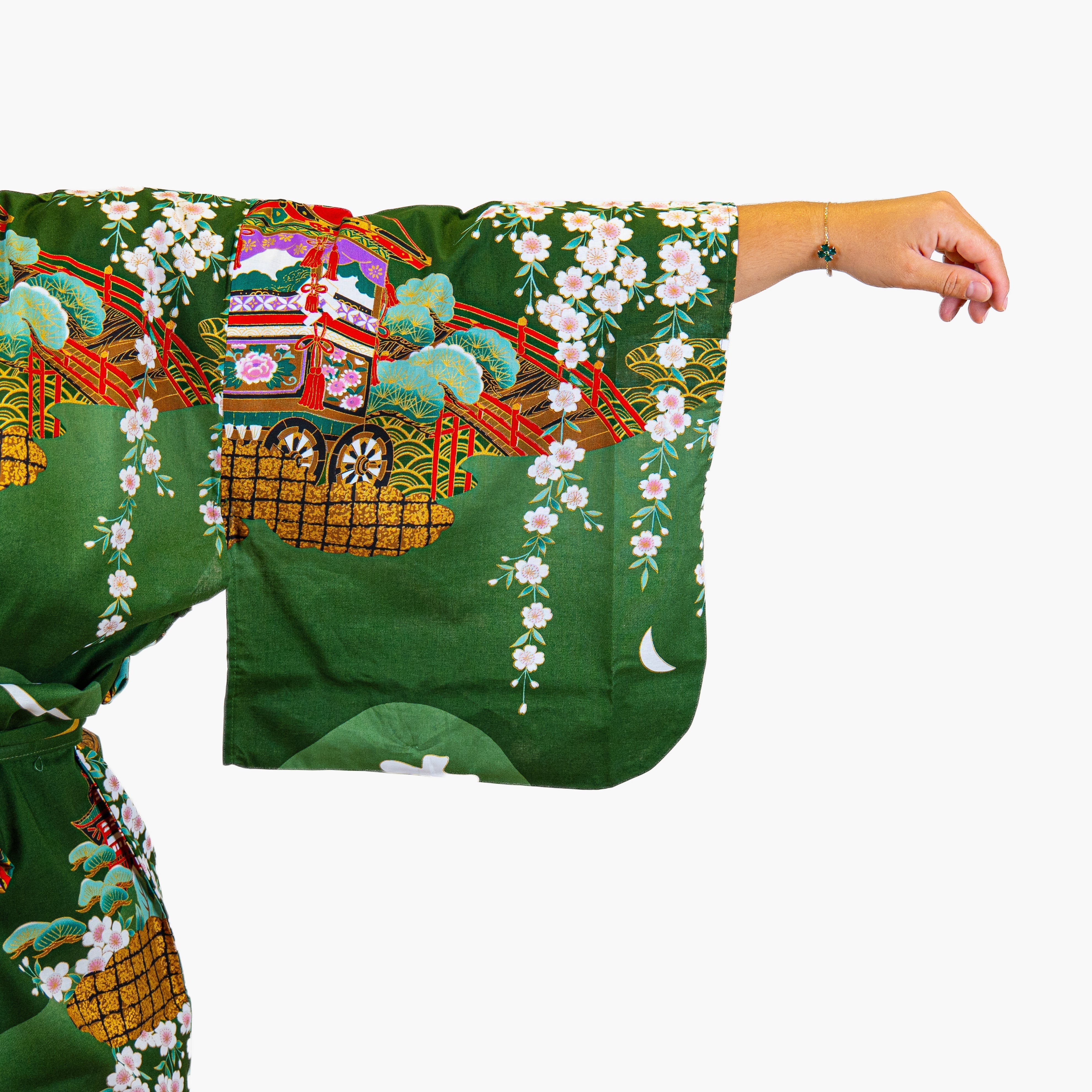 Women’s Japanese Kimono – Green Guruma