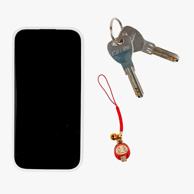 Wooden Daruma Keychain