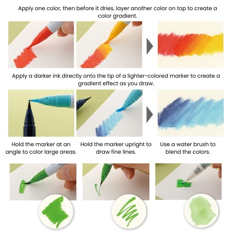 ZIG Brush Pens - Extra Fine Tip - Set of 12