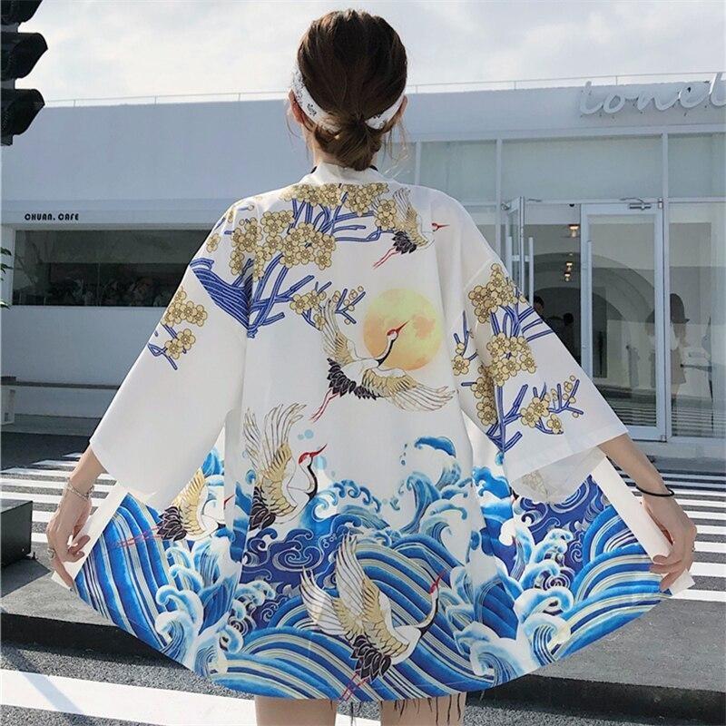 Blue And Gold Kimono White / One Size
