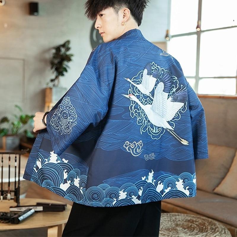 Men's Brand New Blue Kimono & Haori – Kimono House NYC