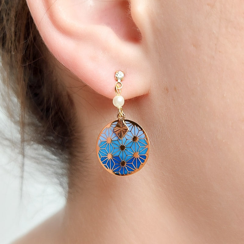 Asanoha Blue Earrings
