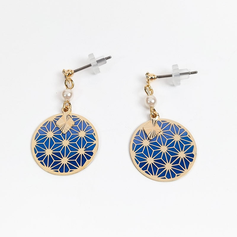 Asanoha Blue Earrings