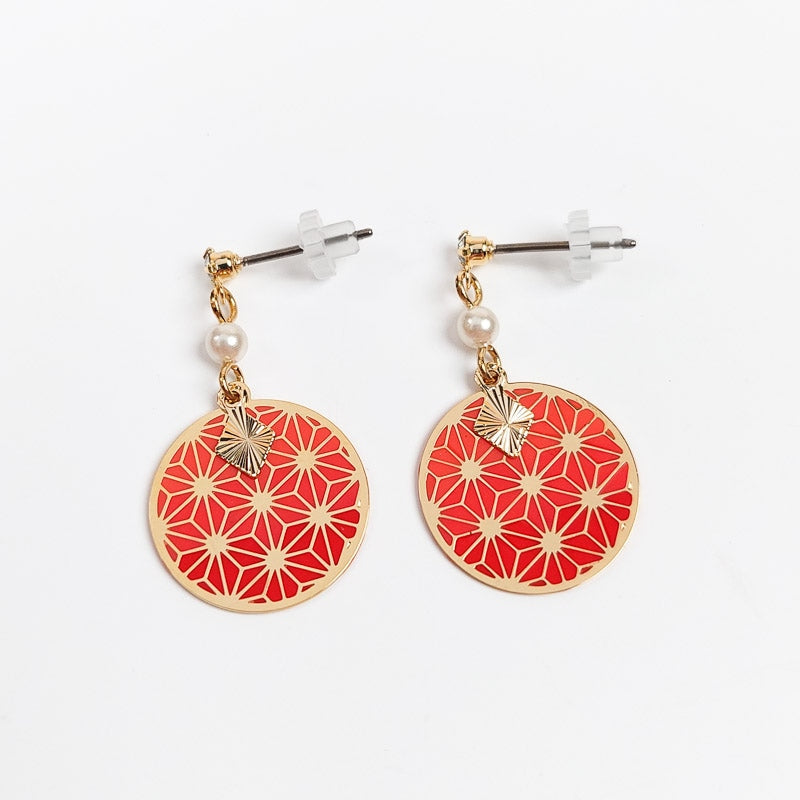 Red Asanoha Earrings