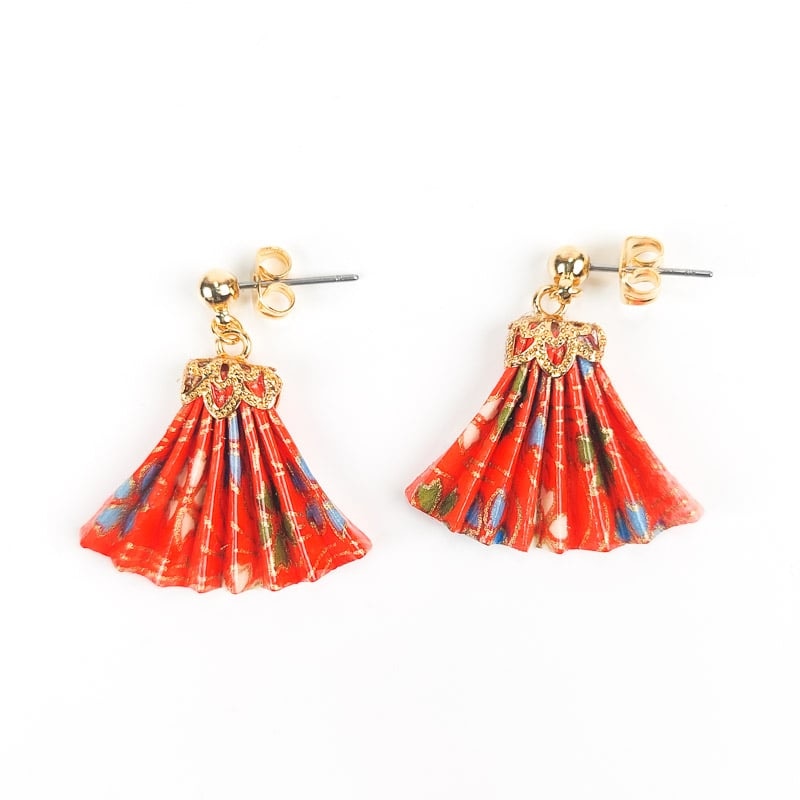 Fan Shaped Earrings - Pink