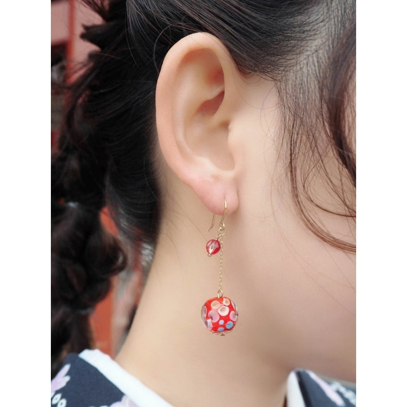 Red Japanese Earrings