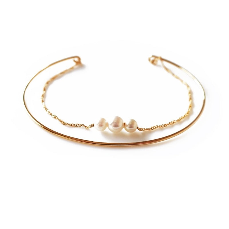 Golden Japanese Bracelet - Pearls