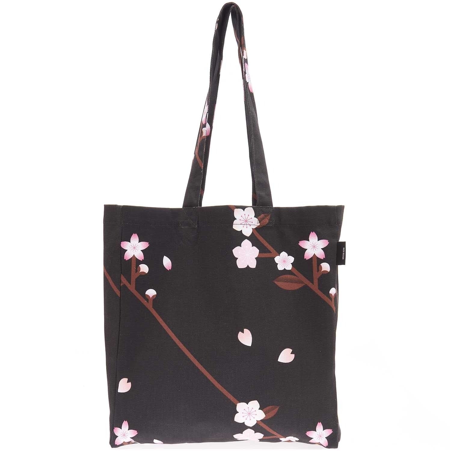 Cherry Blossom Tote Bag Black
