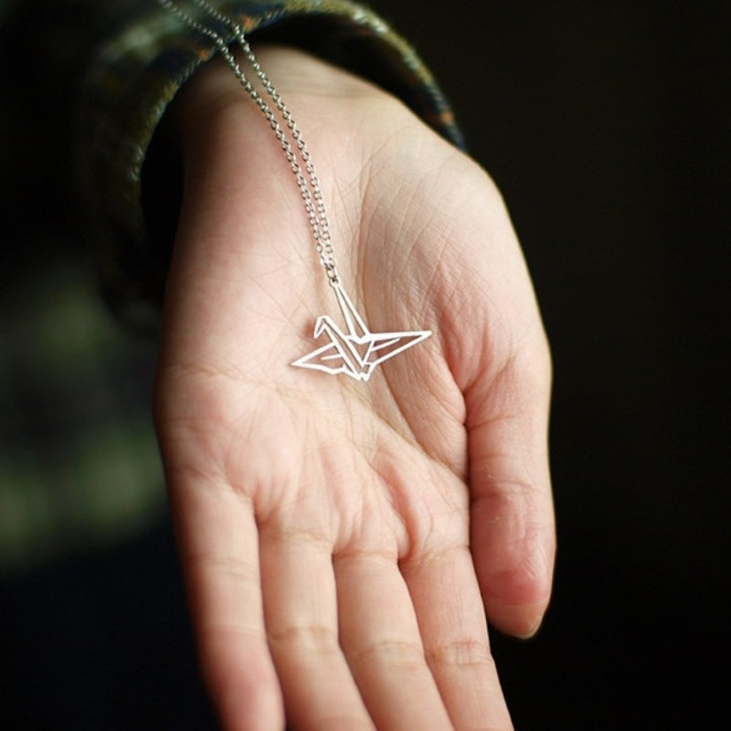 Silver Crane Necklace