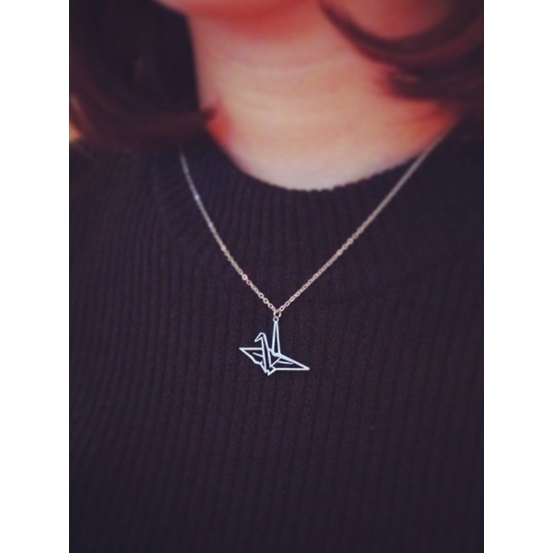 Silver Crane Necklace