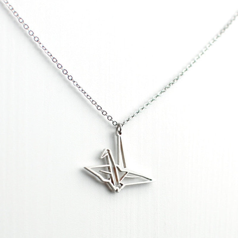 Silver Crane Necklace