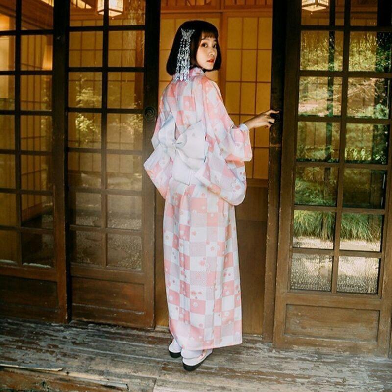 Cotton Kimono Women - Ichimatsu One Size