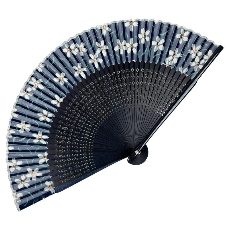 Sakura Blue Japanese Fan