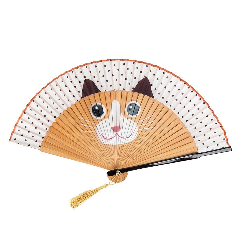 Japanese Cat Fan - Beige