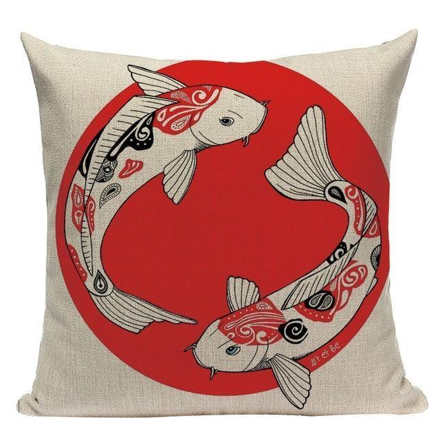 Japanese Cushion Cover - Koi Fish