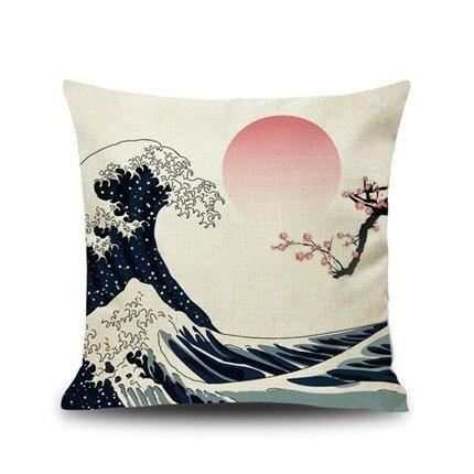 Japanese Cushion Cover - Wave & Sakura