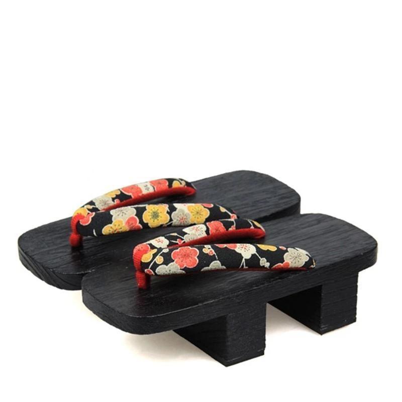 Japanese Geta Shoes In Black Wood - Hanao Ume