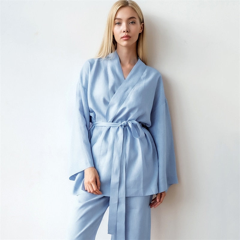 Japanese Pajamas Kimono Woman Blue / S