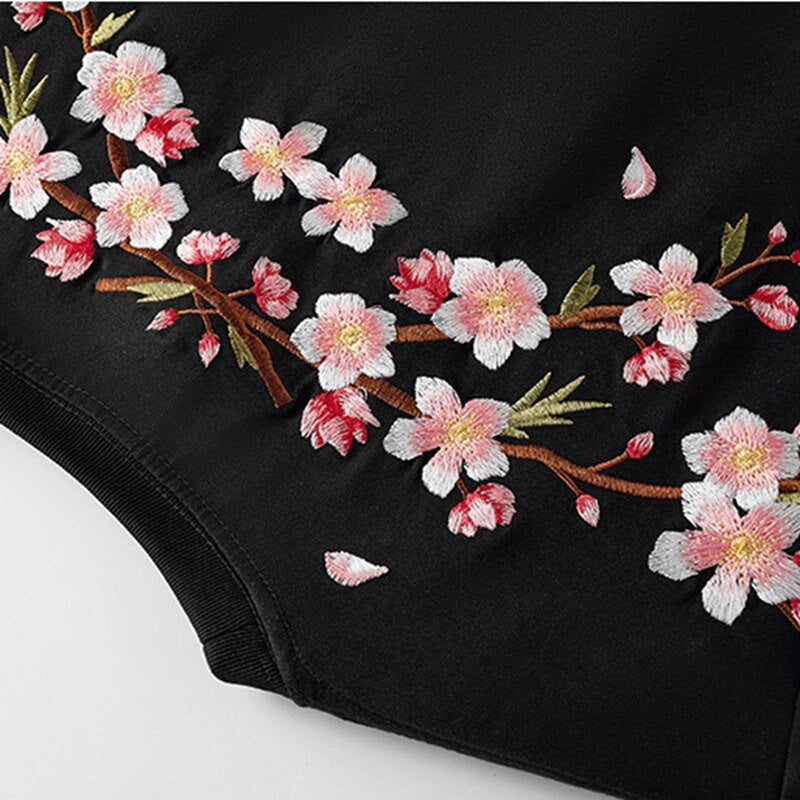 Japanese T-Shirt Embroidered Sakura