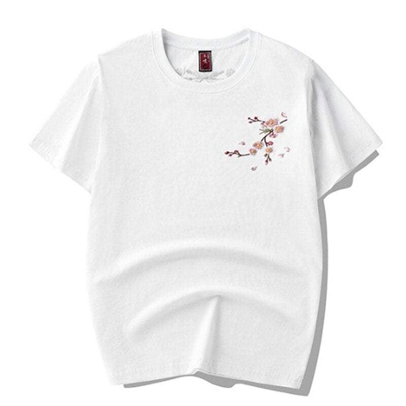 Japanese T-Shirt Embroidered Sakura