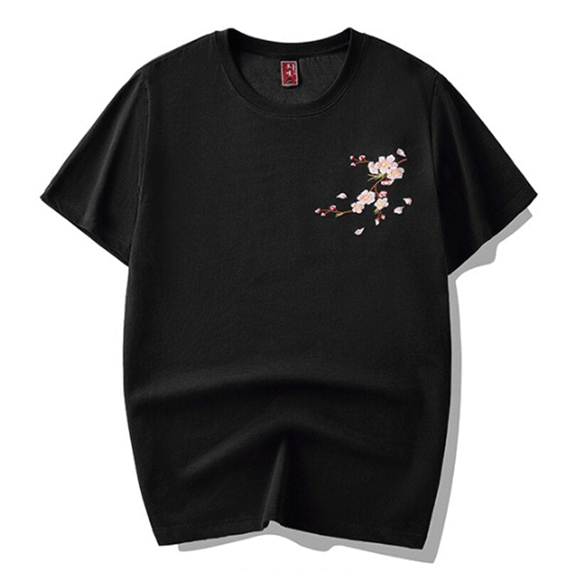 Japanese T-Shirt Embroidered Sakura