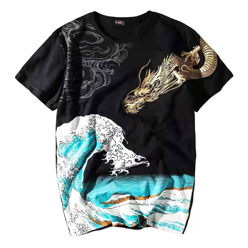 Japanese Tee Water Dragon Black / M