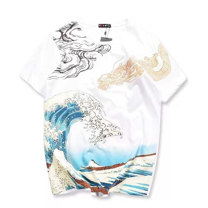 Japanese Tee Water Dragon White / M