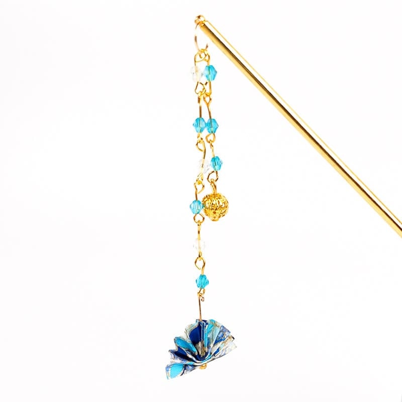 Japanese Hair Pin Stick - Blue Fan