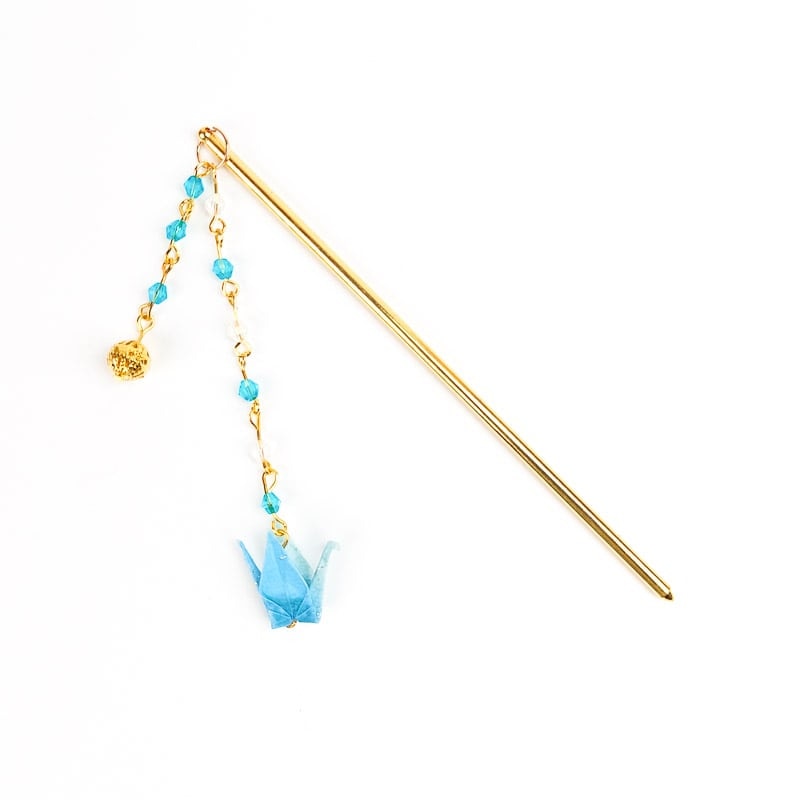 Modern Japanese Hair Pin - Blue Origami