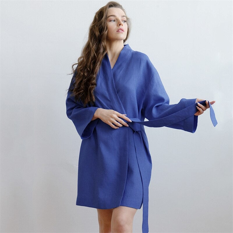 Kimono Bathrobe for Women Blue / S