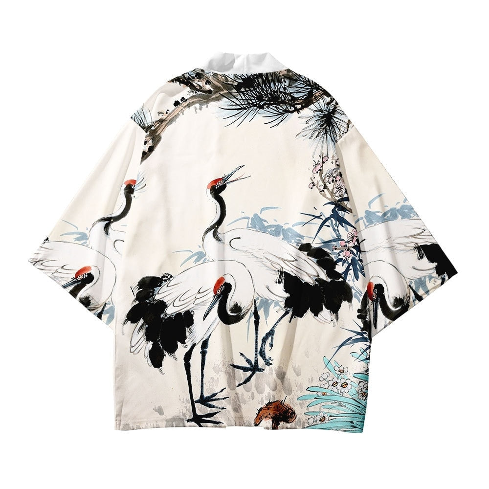 Kimono Jacket Crane Painting XXS