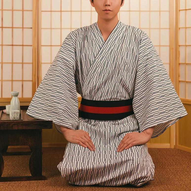 Kimono Men’s Fashion with Kusari pattern One Size