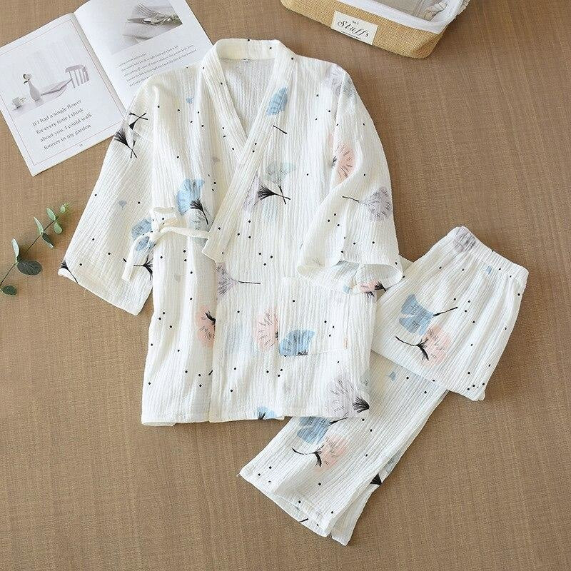 Kimono Pajamas for Women White / M