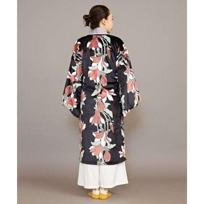 Fleece Kimono Robe - Black