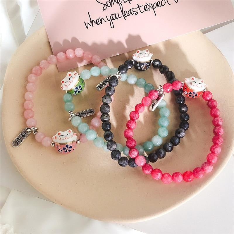 Maneki Neko Bracelet - Beads