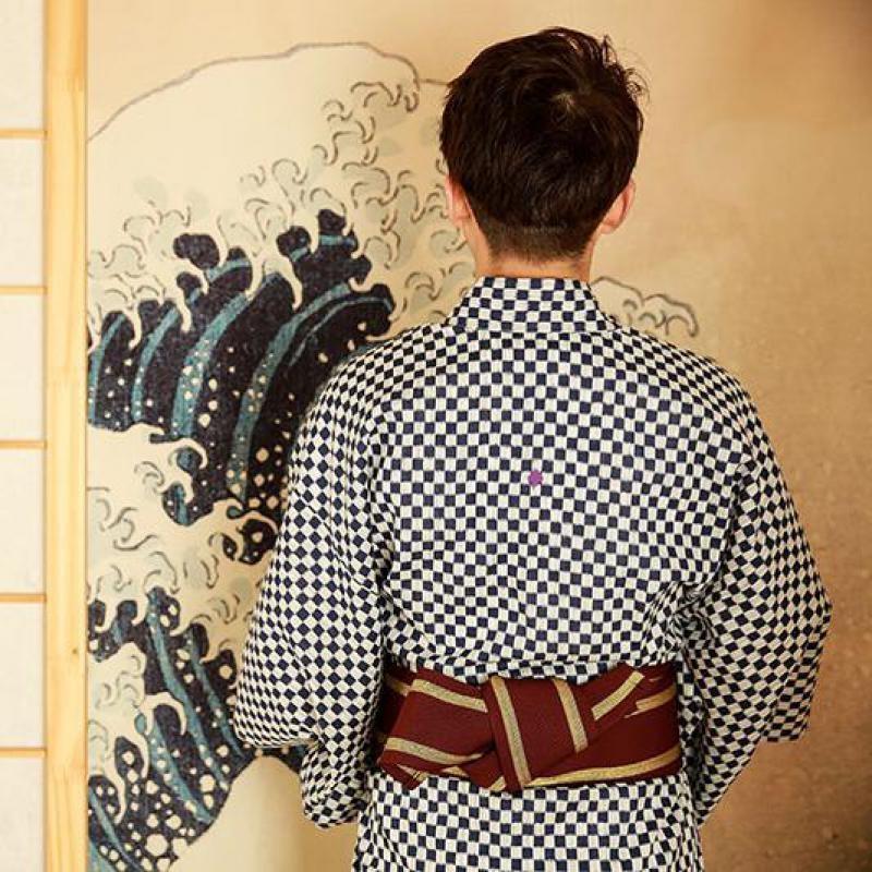 Men’s Japanese Kimono Black And White One Size