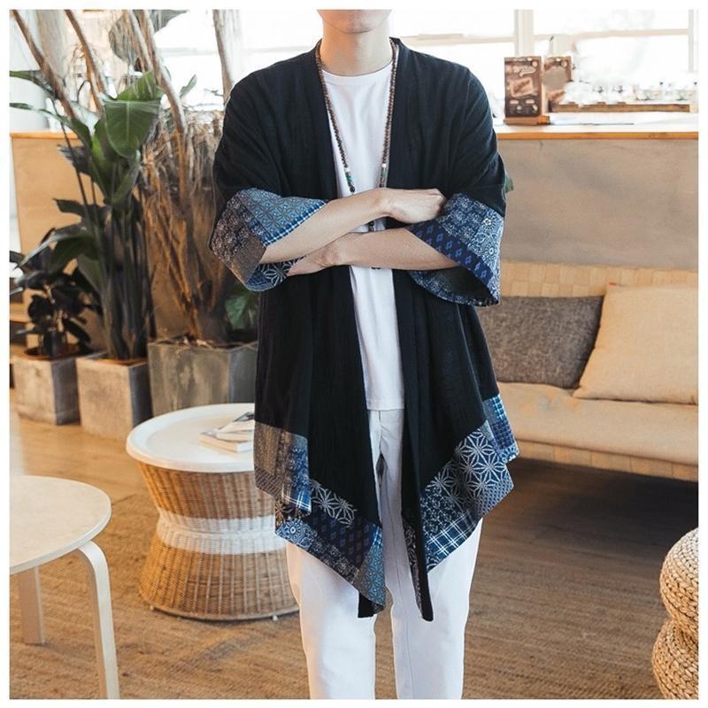 Men’s Long Kimono Jacket - Japanese Pattern