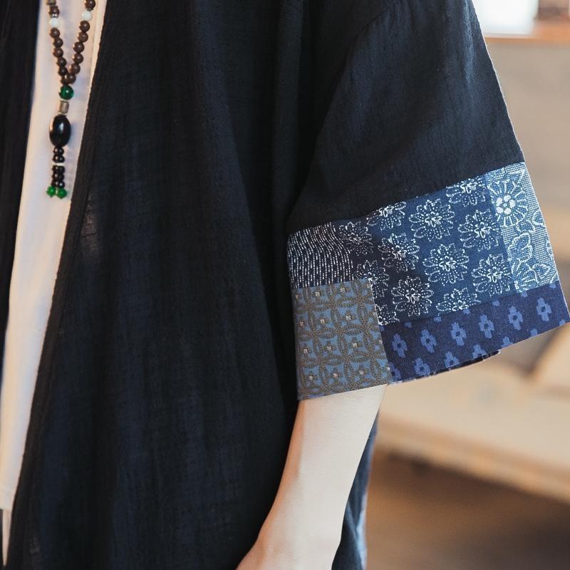 Men’s Long Kimono Jacket - Japanese Pattern