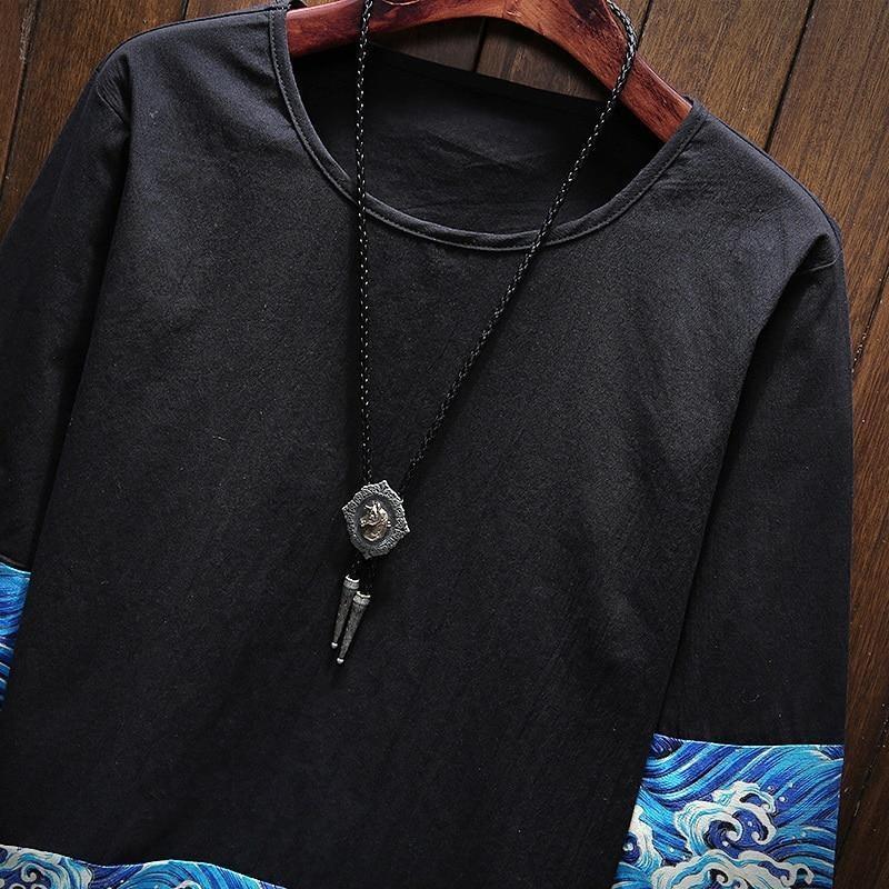 Mens Shirt With Japanese Waves