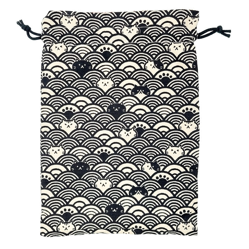 Seigaiha Japanese Cat pouch
