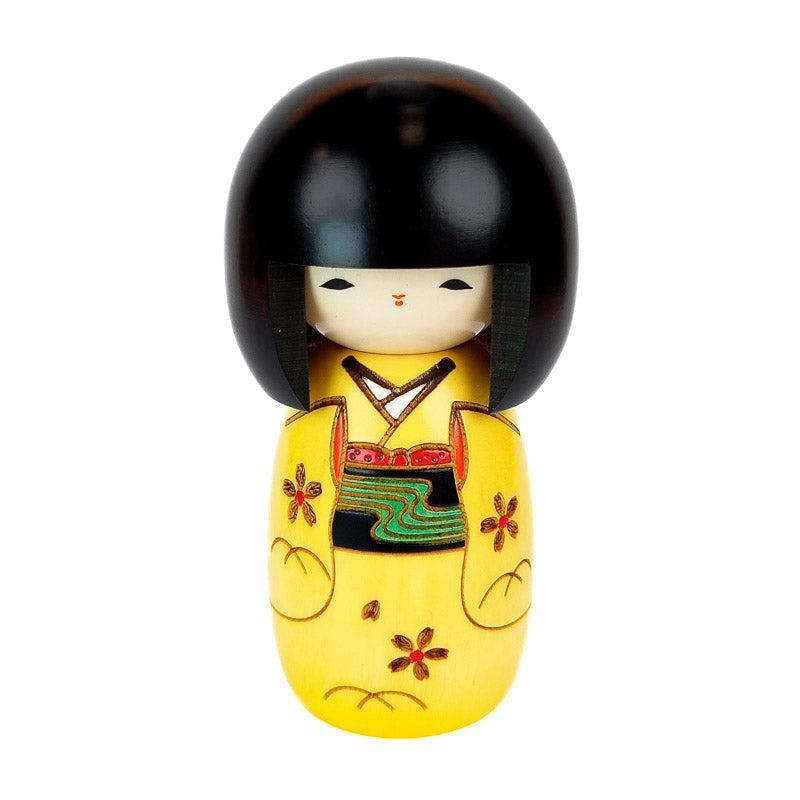 Yellow Kokeshi doll