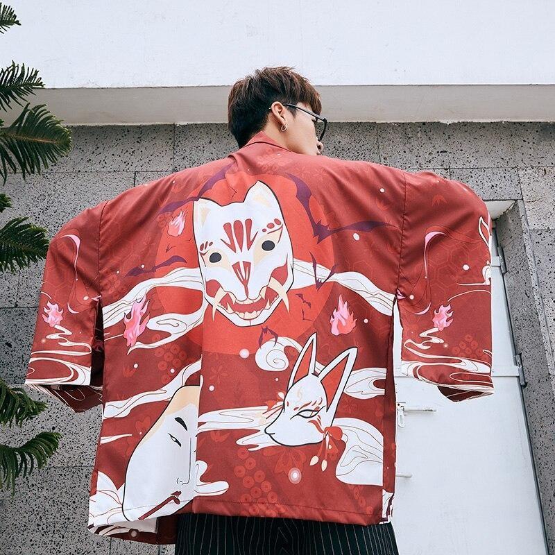 Red Kimono Jacket Men M