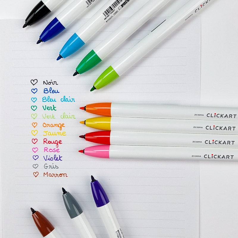 Set of 12 Clickart Pens - Zebra