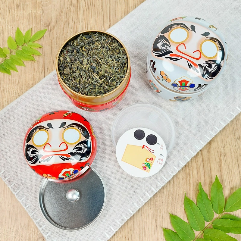 Set of 2 Metal Tea Tins - Daruma