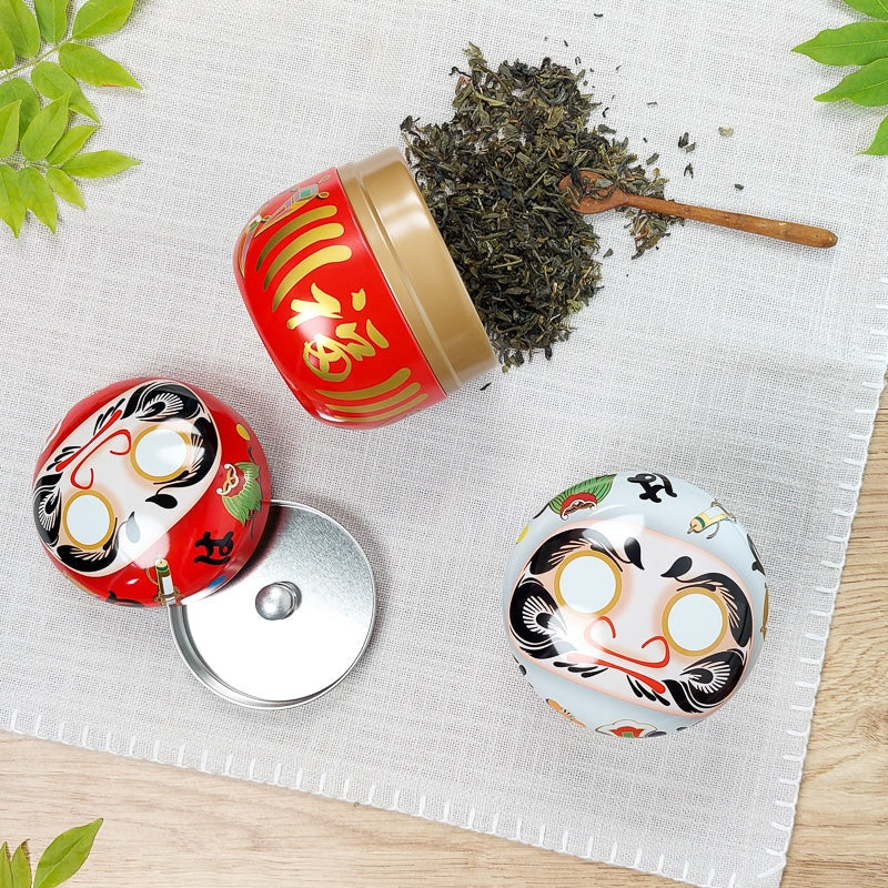 Set of 2 Metal Tea Tins - Daruma