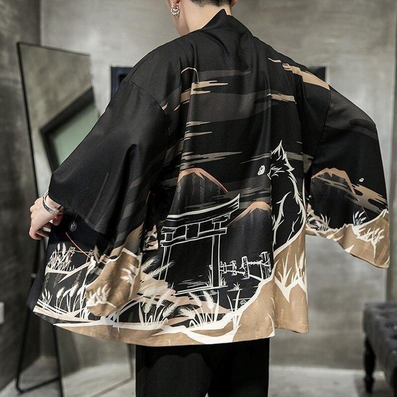 Japanese Clothing Modern Kimono Mens, L